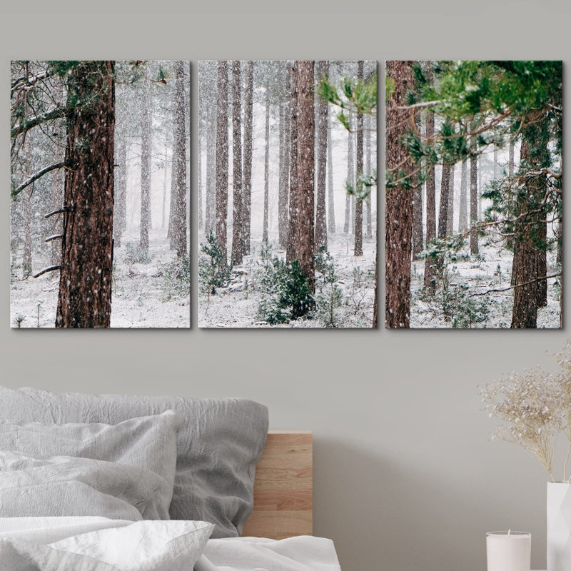 Neige à travers l'hiver Forêt de pins Nature Photographie Photographie Art moderne et rustique, Toile tendue