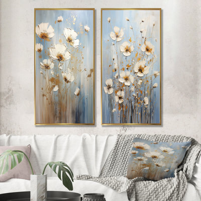 Beige Wildflowers Floral Elegance - Wildflowers Canvas Prints Set Of 2