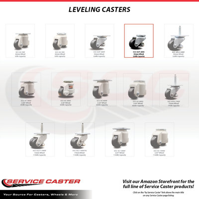 Stem Caster w/2"" Black Wheel and M12 x 1.75mm x 18mm Stem -  Service Caster, SCC-TSLV20S50-NYR-220-ZC-4