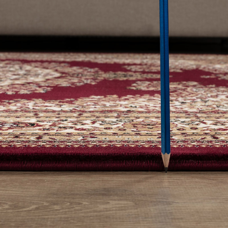 Tapis rouge, rectangulaire, fabriqué à la machine, médaillon, 2 pi X 3 pi., Majestic Central Design, envers en jute, animal de compagnie 24 po Large, 36 profond et sécuritaire, teinture