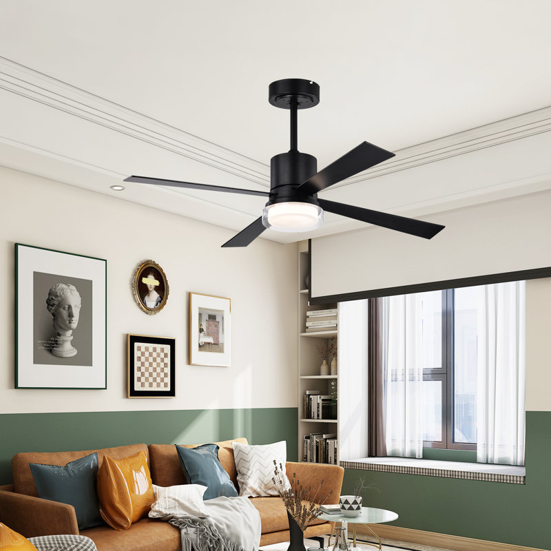 Kessia 48'' Ceiling Fan with LED Lights, Matte Black