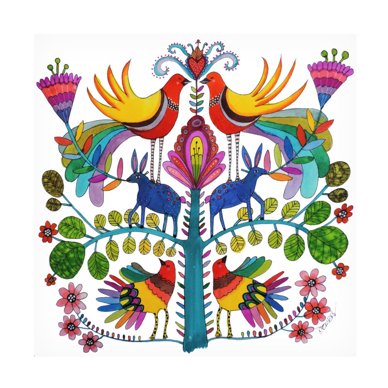 Art sur toile Sylvie Demers «Otomi Love», H 18 po x l 18 po x P 2 po