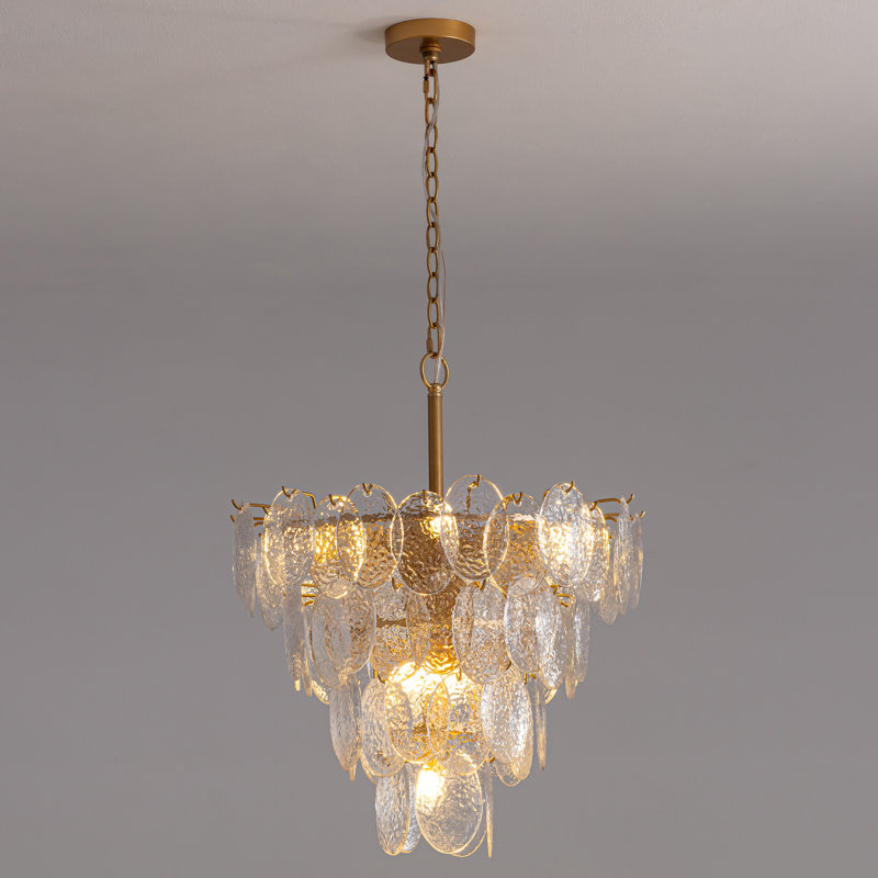 9-Light Modern Gold Crystal Leaf Chandelier Dimmable Luxury Pendant Light