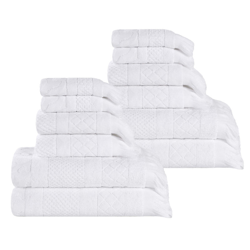 Serviette de bain Rolla, Blanc, Ensemble de serviettes 12 pièces