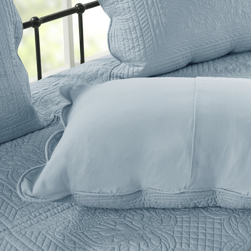 Blue Microfiber Reversible Scalloped Edge Daybed Cover Set