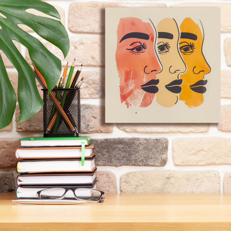 Wrought Studio™ 'Three Faces' by Andreas Magnusson Canvas Wall Art, 12" H x 12" W x 0.75" D