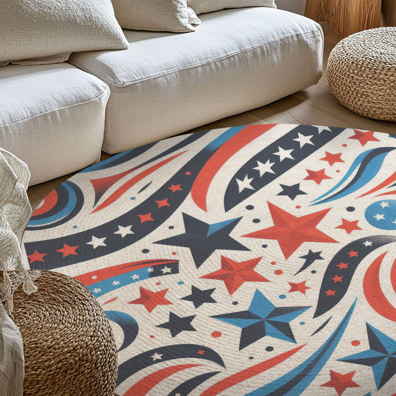 Tapis tressé Bold Patriotic Lines, Rond 5 pi