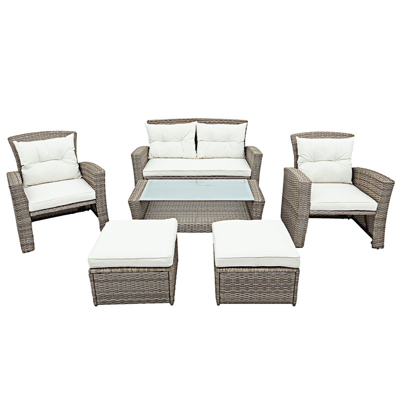 Ensemble de salle à manger rectangulaire pour 4 personnes 38,9 "avec coussins Gains, Beige