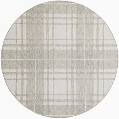 Indoor/Outdoor Outdoor Garden Plaid Area Rug Gray Color