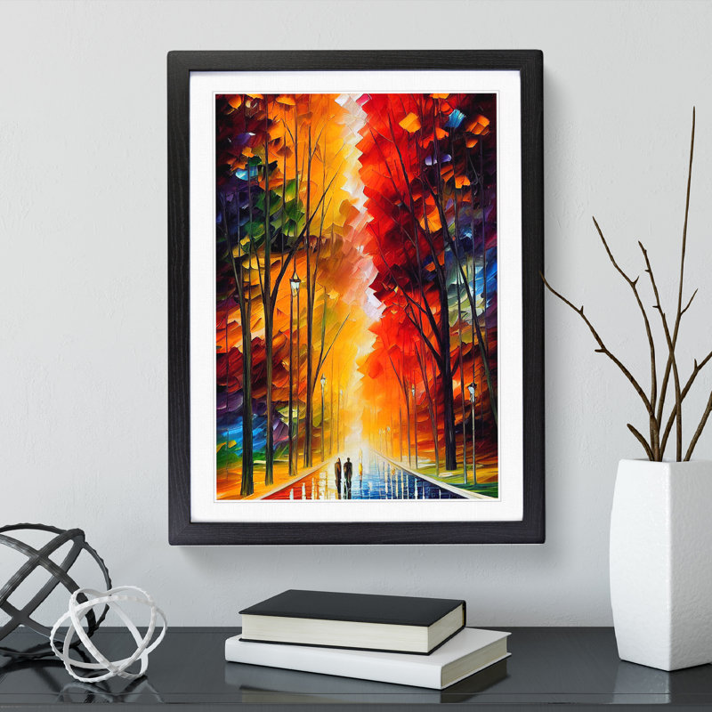 Vibrant Woodland Forest No.5 - Single Picture Frame Painting, Black Framed, 34cm H x 25cm W x 2cm D