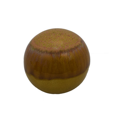 Orbe décoratif Nash avec finition jaune moutarde brillante, céramique 8 pouces