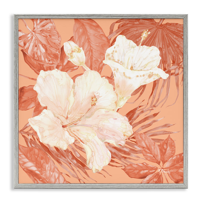 «Hibiscus & Leaf Bunch», estampe numérique par Paul Brent, H 24 po x l 24 po, Estampe numérique Farmhouse