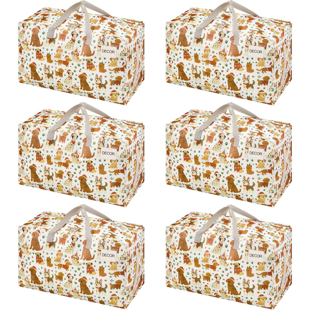 6 Pack Moving Bags And Large Christmas Decoration Storage Bins With Lids. Alternative To Moving Boxes, Packing Supplies For College. Heavy Duty Totes