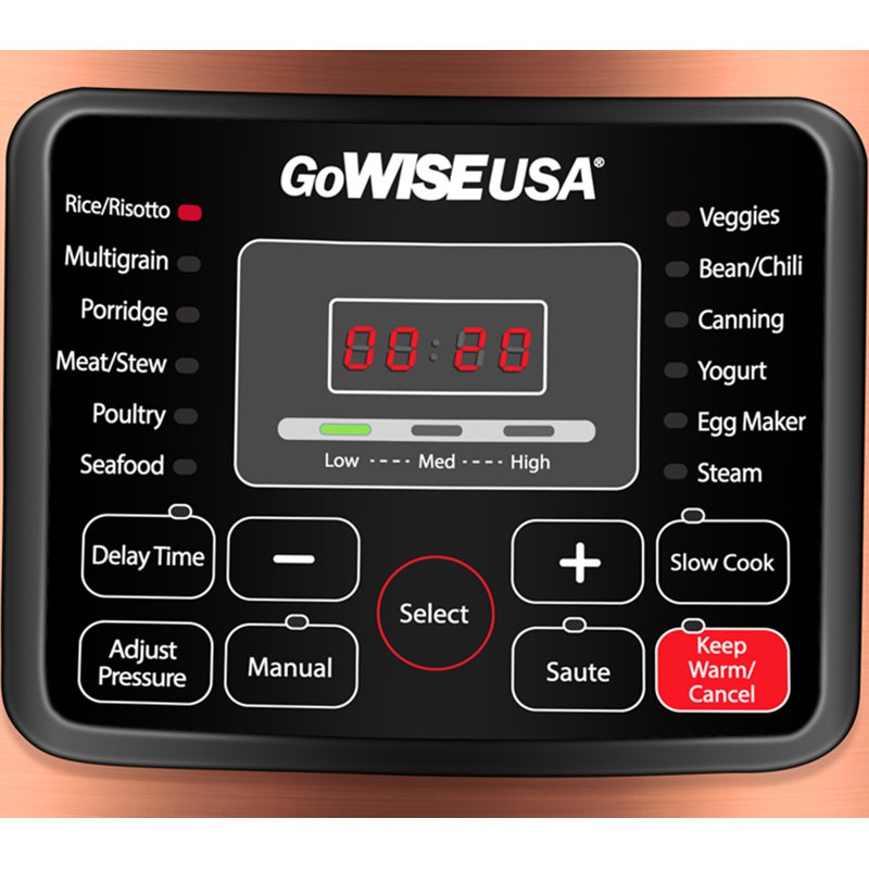 GoWISE USA Electric Pressure Cooker, 8 Qt., Copper