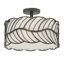 Plafonnier semi-encastré 3 lumières Clapp en fer noir antique avec lin ivoire-59609714