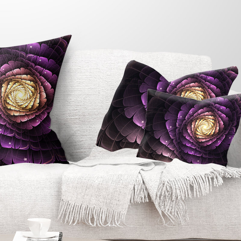 Coussin lombaire à fleur d’art digitale mauve