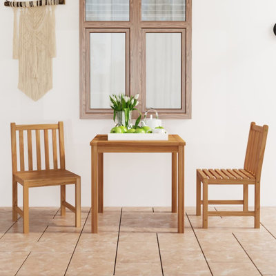 Sherick 2 - Person Teak Solid Wood Patio Dining Set Square Table