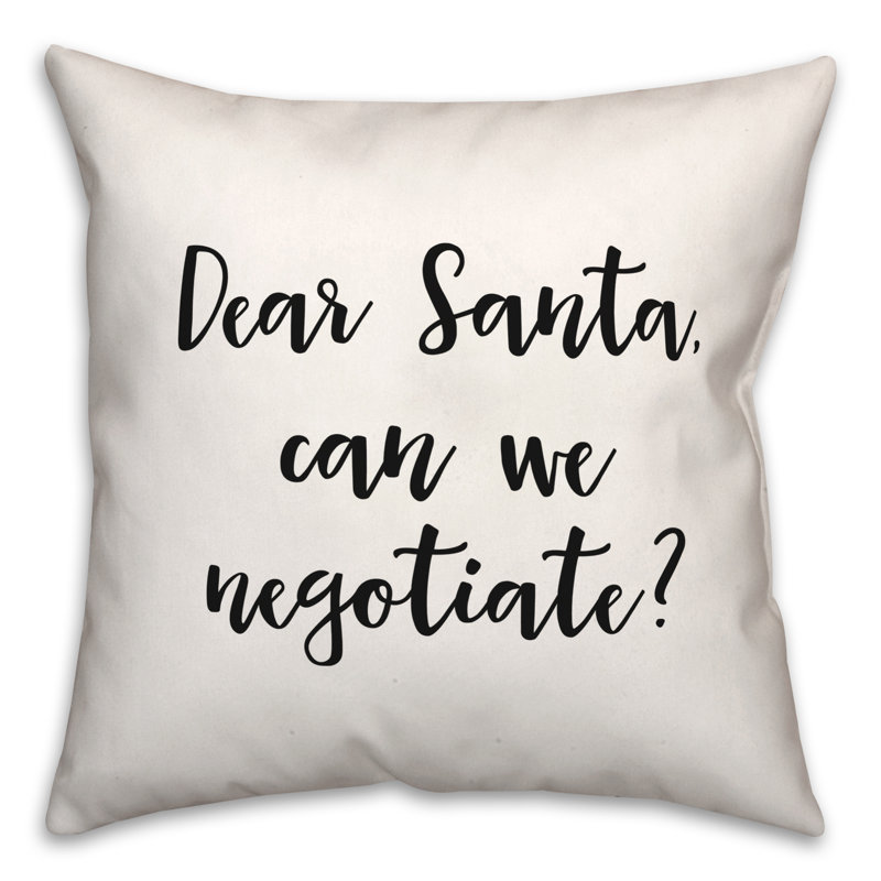 Coussin décoratif noir et blanc Dear Santa