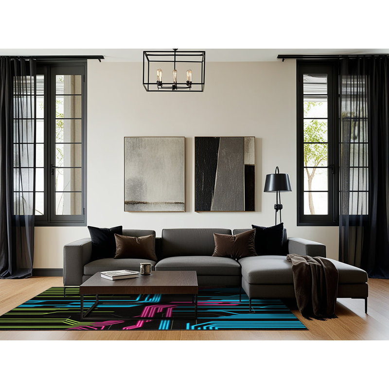 Cybernetic Grid Rug, Square 8'