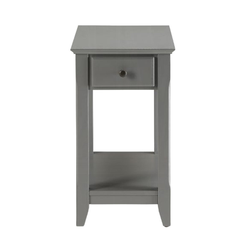 Plateau rectangulaire en bois avec un tiroir, gris, Gris