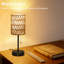 Ensemble de 2 lampes de table en rotin avec ports USB-C / USB-A / AC et 3 ampoules à DEL à intensité variable, lampe de table de chevet à chaînette pour chambre à coucher, salon ou bureau