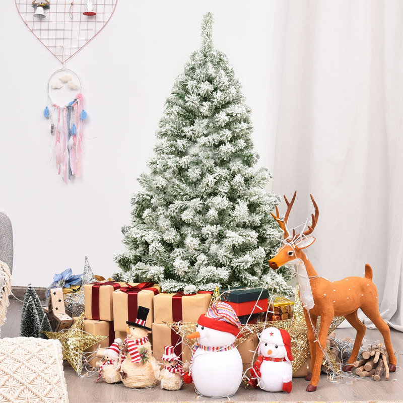 Arbre de Noël artificiel pin floqué, H 4,5 pi