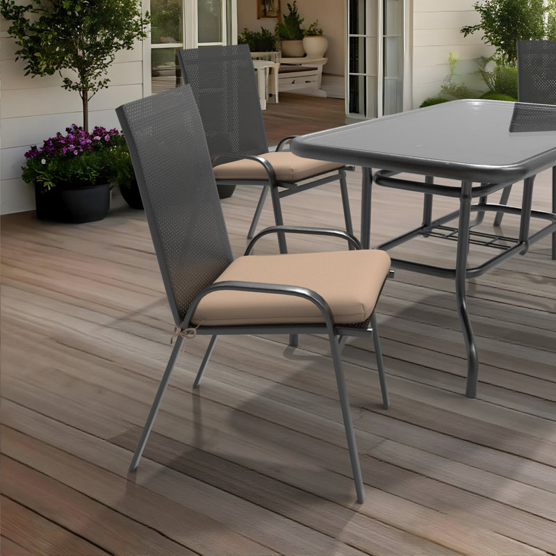 Outdoor Square Dining Chair Cushions, 3" Foam Replacement Cushion, 1, Beige