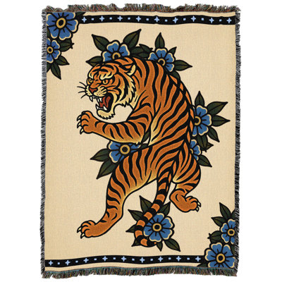 Pure Country Weavers Fierce Blooms Tapestry Throw Blanket Woven from Cotton - Made in The USA (62x82)