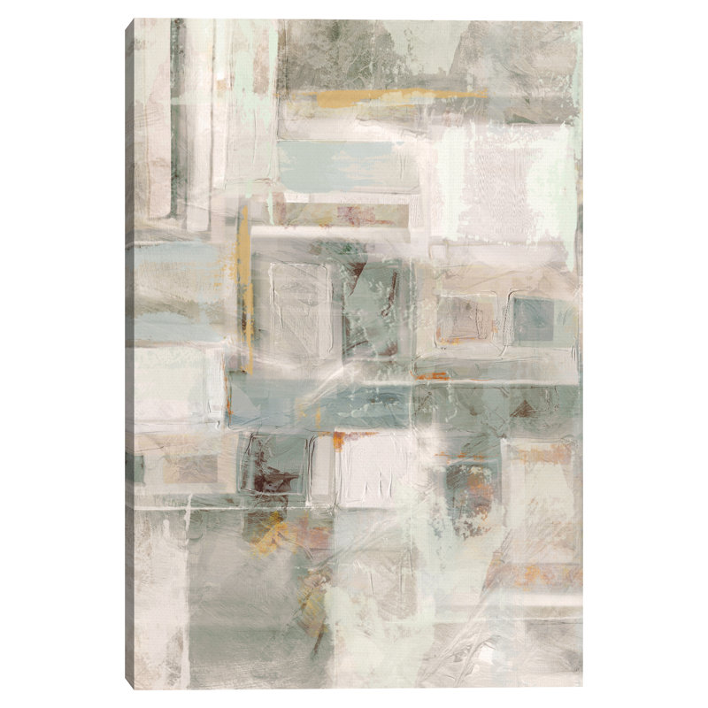 Green and Ivory Abstract Canvas Art Print, 24" x 36"