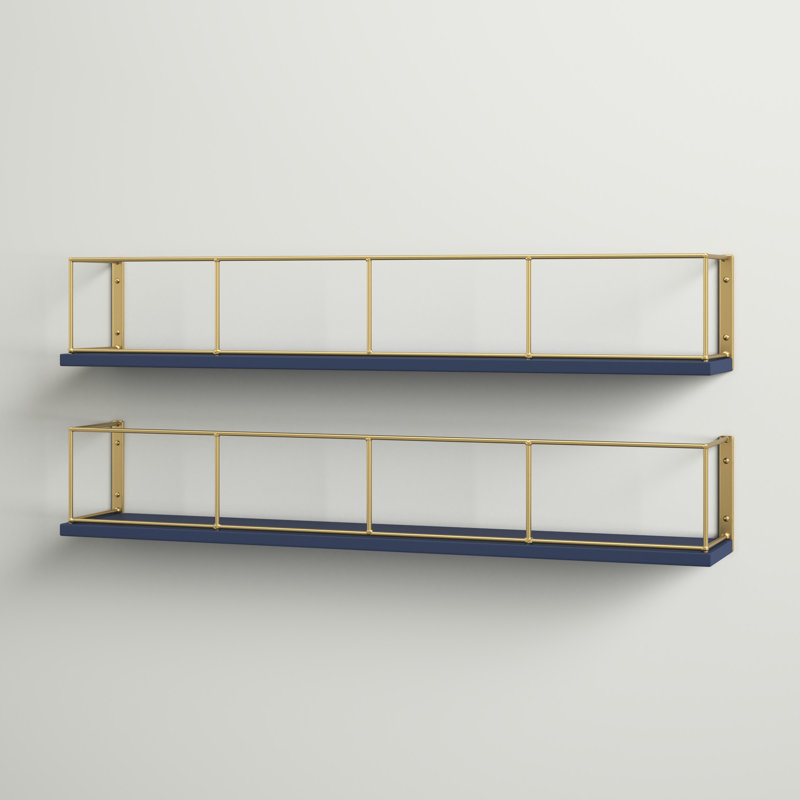 Premont 2 Piece Floating Shelf, Blue