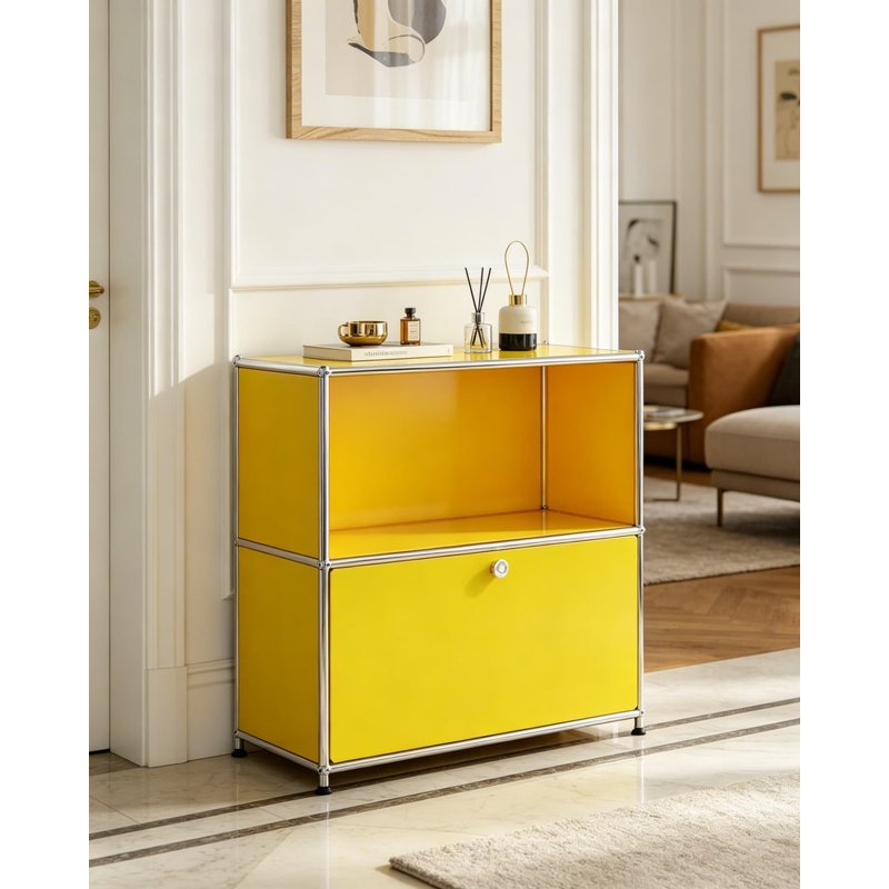 Table d'appoint 32,5 pouces avec plateau rabattable et armoire avec roues amovibles, beaucoup de rangement, bibliothèque d'angle pour le bricolage, tablette murale, organisateur de cube et table de chevet pour un décor moderne