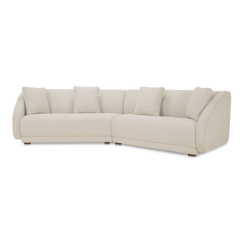 Rae 2 Piece Modular Sofa, White Polyester