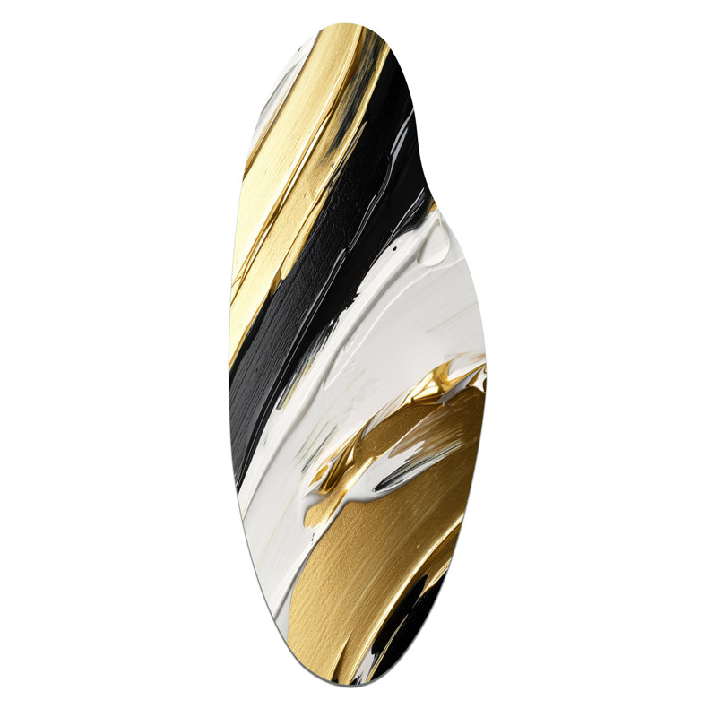 Waves Of Midnight Passion, art noir abstrait en métal - Forme incurvée abstraite en métal, H 38 po x l 15 po