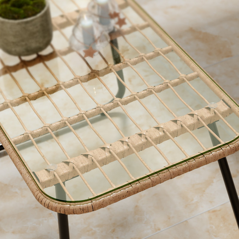 Ensemble de meubles de patio en rotin 4 pièces, Beige, Naturel