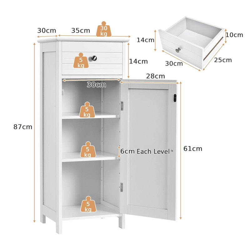 Engineered Wood Bathroom Cabinet, White