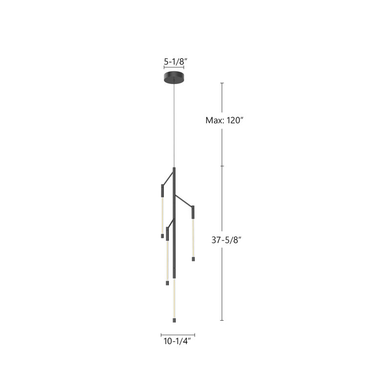 Motif 4 - Light LED Pendant, 37.625" H x 8.75" W x 10.25" D