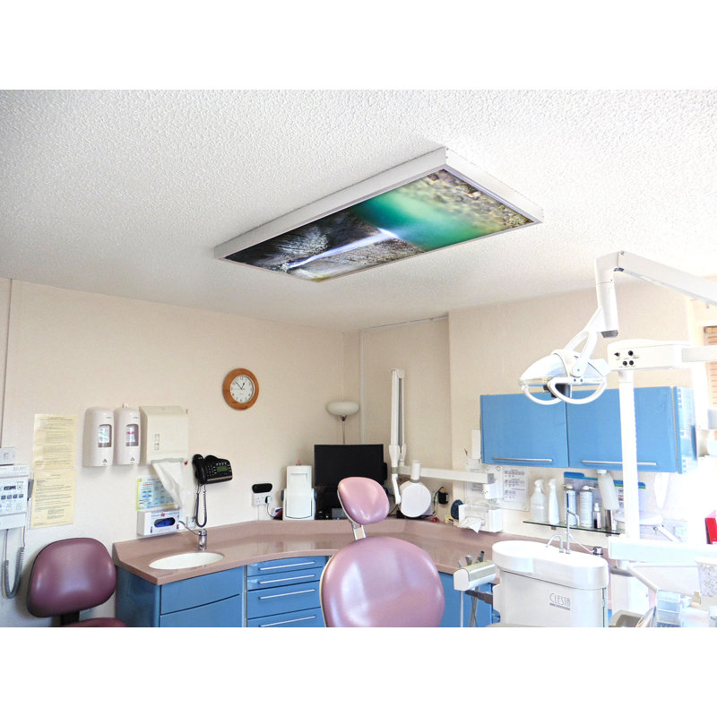 Waterfall Classroom Fluorescent Light Covers for Ceiling Lights - For 2x4 Fixture - by Octo Lights