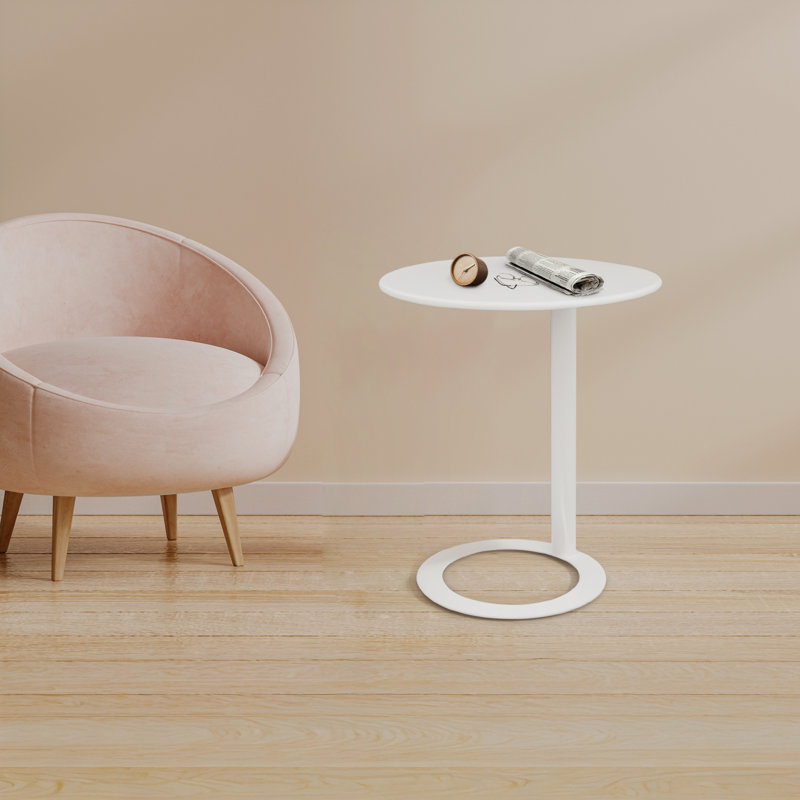 Table d'appoint ronde 18 po, Blanc