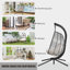 Double Hanging Egg Chair Wth Stand, Patio Hammock Swing Chair With Cushion Loveseat