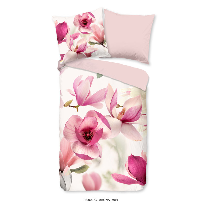 Cotton Floral Duvet Cover with Pillowcases, 155 x 220 cm - 2 Pillowcases 80 x 80 cm