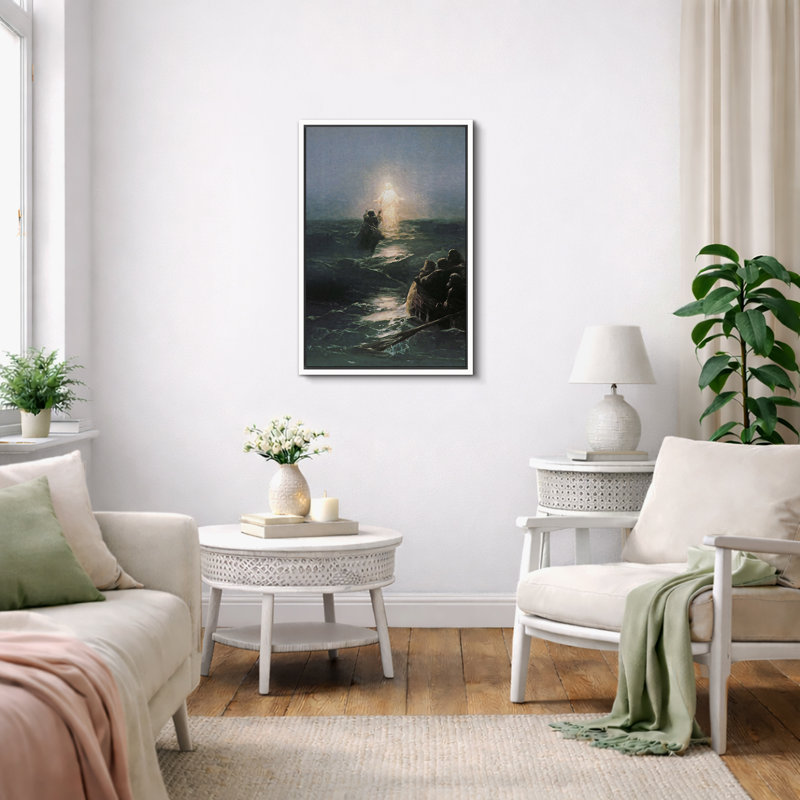 Marcher sur l'eau, œuvre d'art miracle, images bibliques de miracle de la mer, impression sur toile encadrée