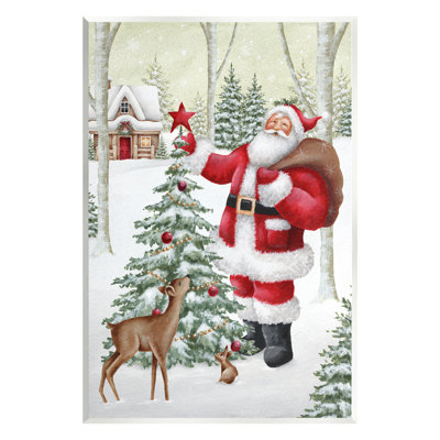 " Santa And Snowy Cabin " by Emma Leach