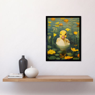 Whirlpool Duckling Lily Pads And Flowers - Single Picture Frame Print