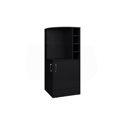 Black Corner Bar Cabinet With Bottle Rack And Open Shelf by HONGHELEWANG