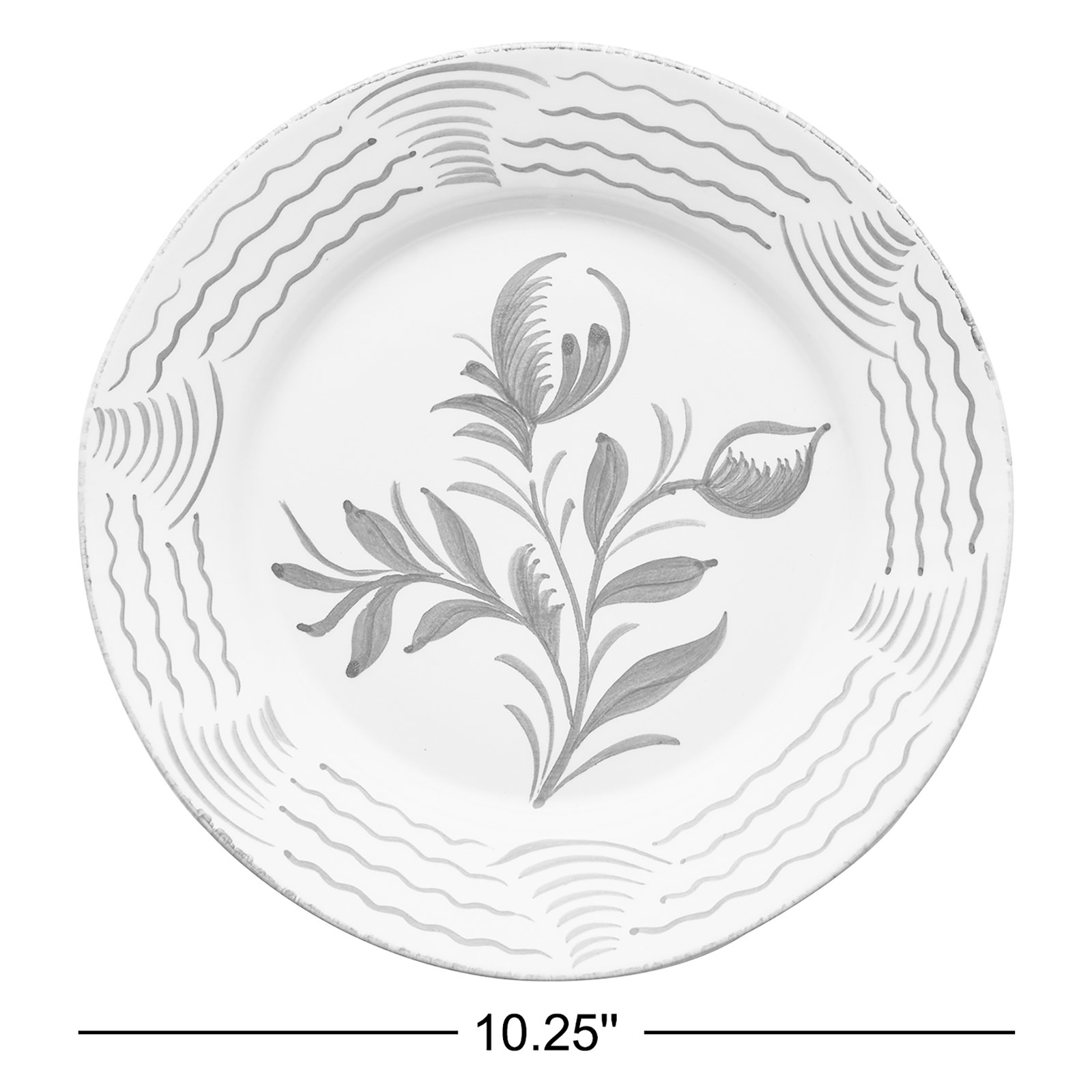 Casa Nuno Blue and White Dinner Plate, 2 Flowers/Waves, Set of 2