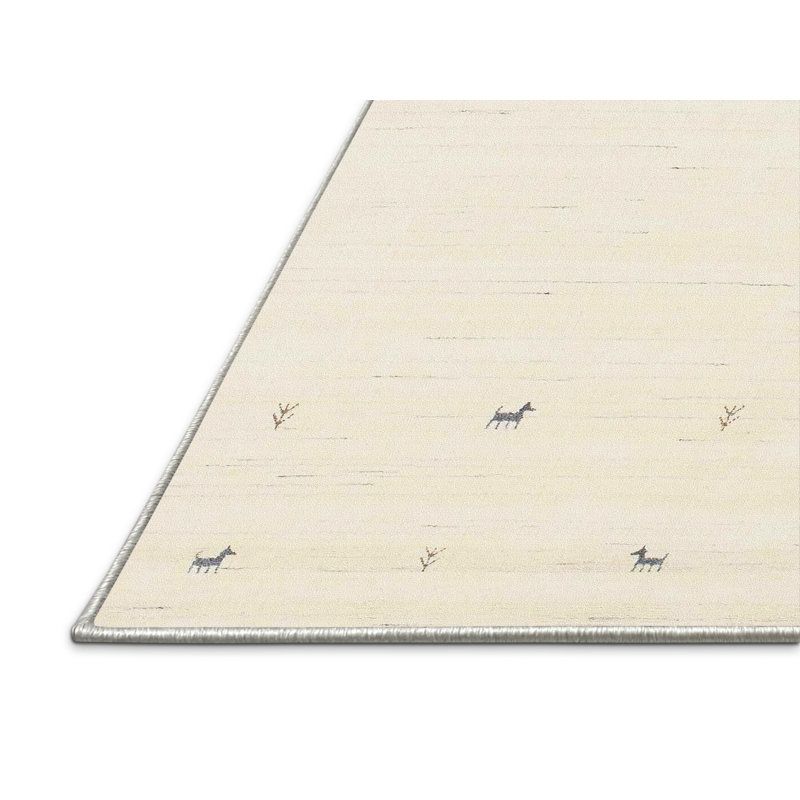 Tapis de zone crème contemporaine Adorian, Rectangle 2 pi x 5 pi