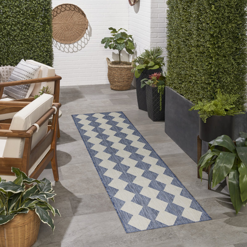 Positano Indoor/Outdoor Area Rug, Runner 2'2" x 10', Blue