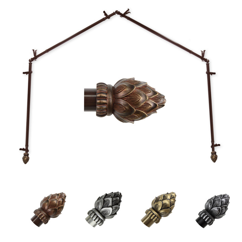 Tringle à rideaux simple à 4 côtés Orpha Bud, Cacao, 18 po à 28 po (chaque côté)