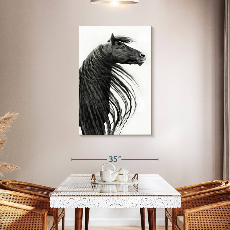Portrait de cheval Brampt noir et blanc II, H 45 po x l 30 po