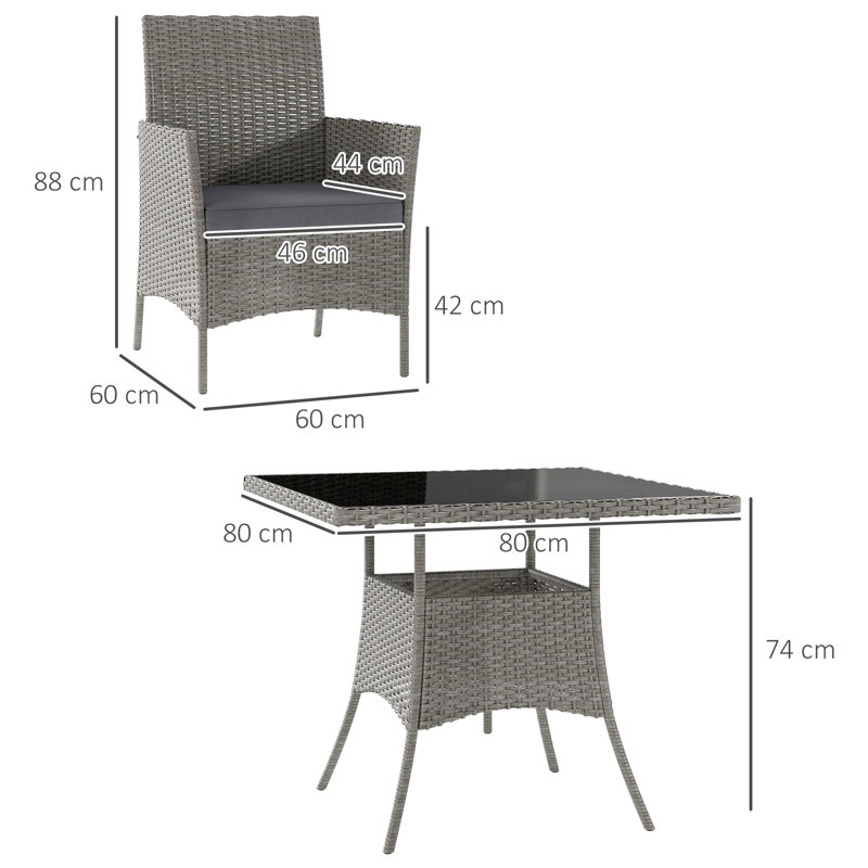 Square 5 - Piece 4 - People 80Cm L Outdoor Table Set